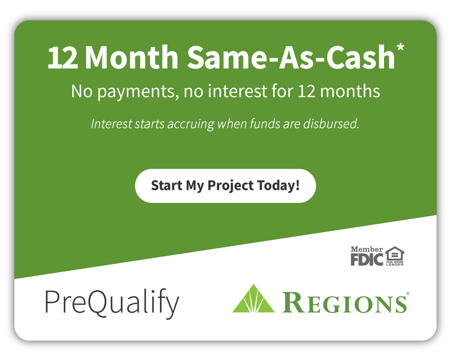PreQualify for 12 months Same-As-Cash financing with Southern Windows & Doors
