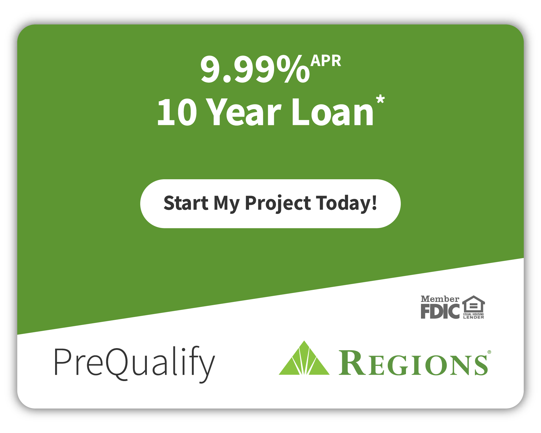 PreQualify for a 10 Year Loan at 9.99% financing with Southern Windows & Doors